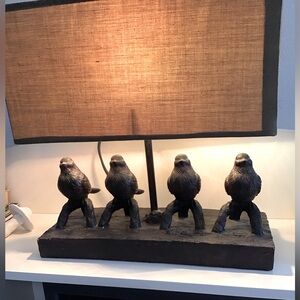Bird Sculpture Table Lamp with Rectangular Shade